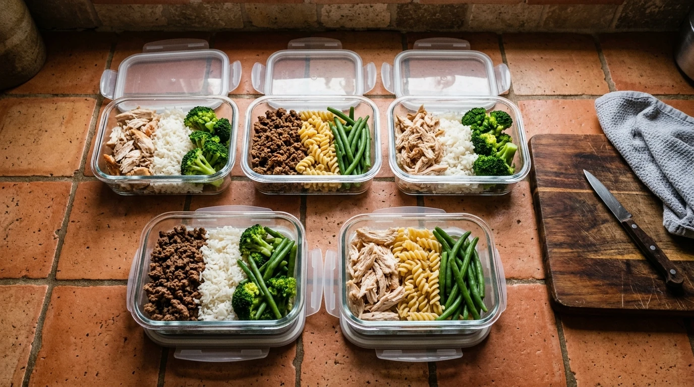Repas de prise de masse préparés à l'avance en portions