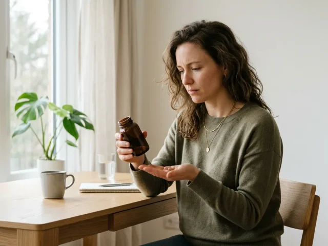ashwagandha contre-indication : femme s'interrogeant sur la prise d'un complement alimentaire