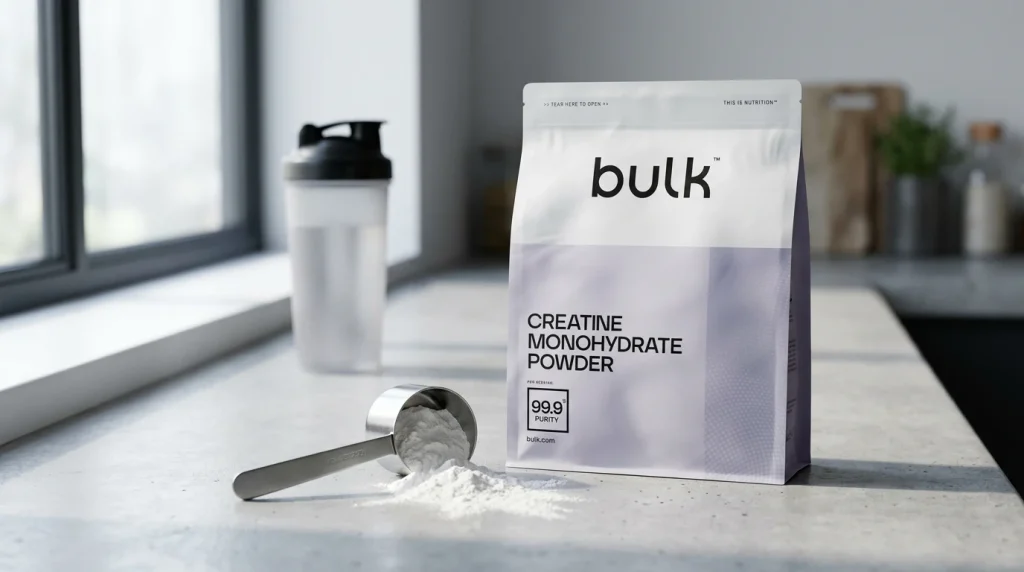 Créatine monohydrate Bulk en poudre, sachet et dosette