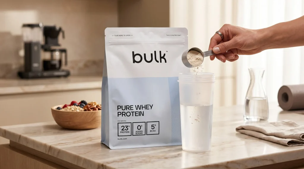 Protéine Whey en Poudre Bulk, pot et shaker