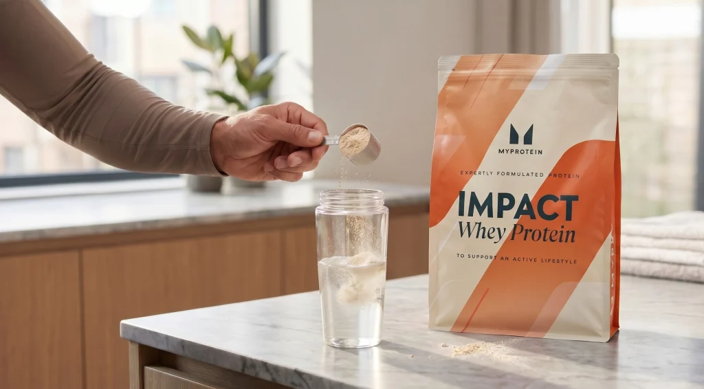 Impact Whey Protein Myprotein : sachet, dosette en plastique et shaker