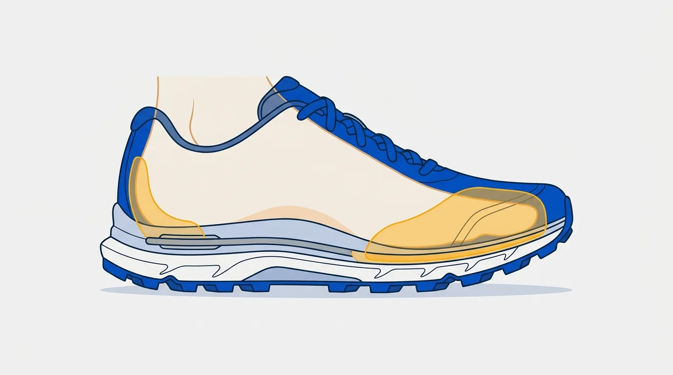Illustration du last d'une chaussure de trail femme : talon étroit et avant-pied élargi
