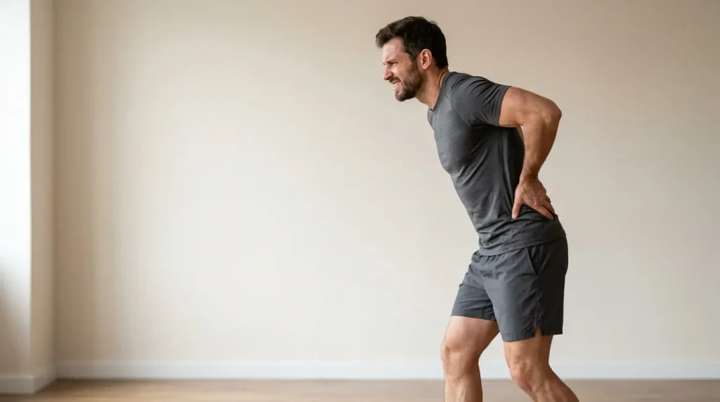 contracture musculaire dans le dos, homme se tenant les lombaires