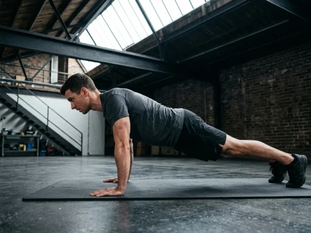 Pratiquant enchainant un drop set avec des halteres de charges decroissantes en salle de musculation