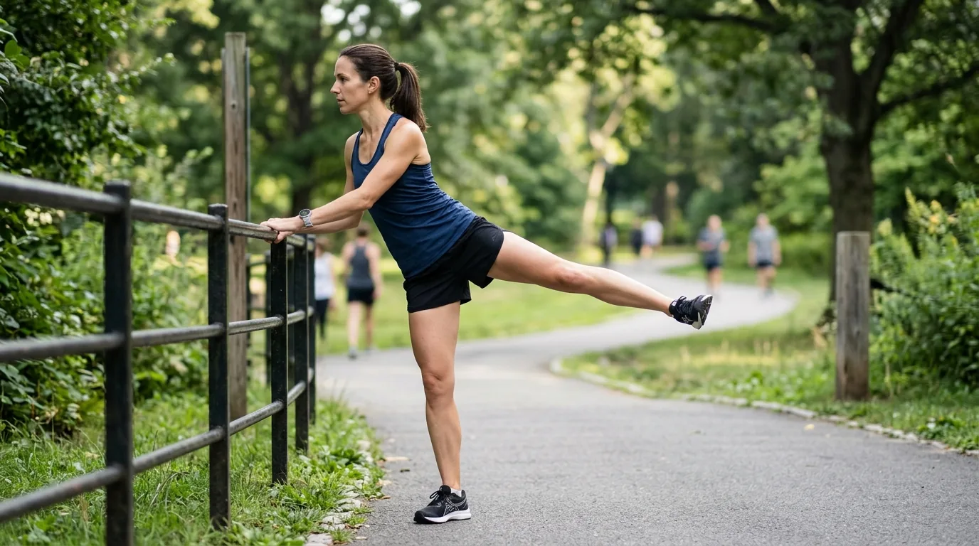 exercice de mobilité de hanche pour coureur avant l'effort