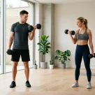 exercices bras avec halteres pour homme et femme