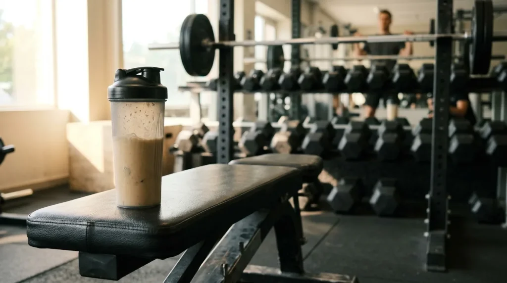 gainer prise de masse : shaker hypercalorique en salle de musculation