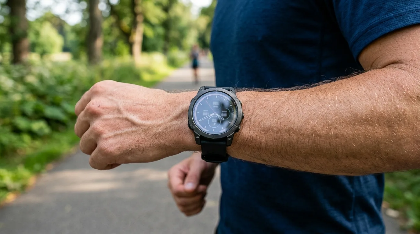 Montre GPS affichant l'allure et la vitesse en course à pied