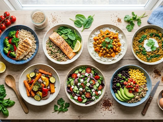 menu équilibré pour la semaine avec repas variés et ingrédients frais