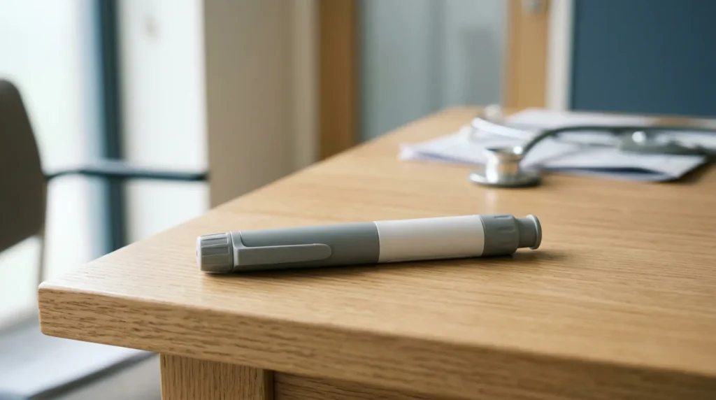 stylo injecteur Ozempic sur une table de consultation médicale