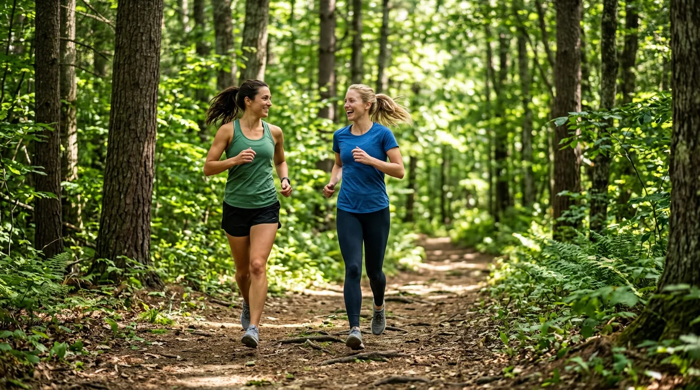 Deux coureurs en sortie longue de préparation semi-marathon en endurance fondamentale