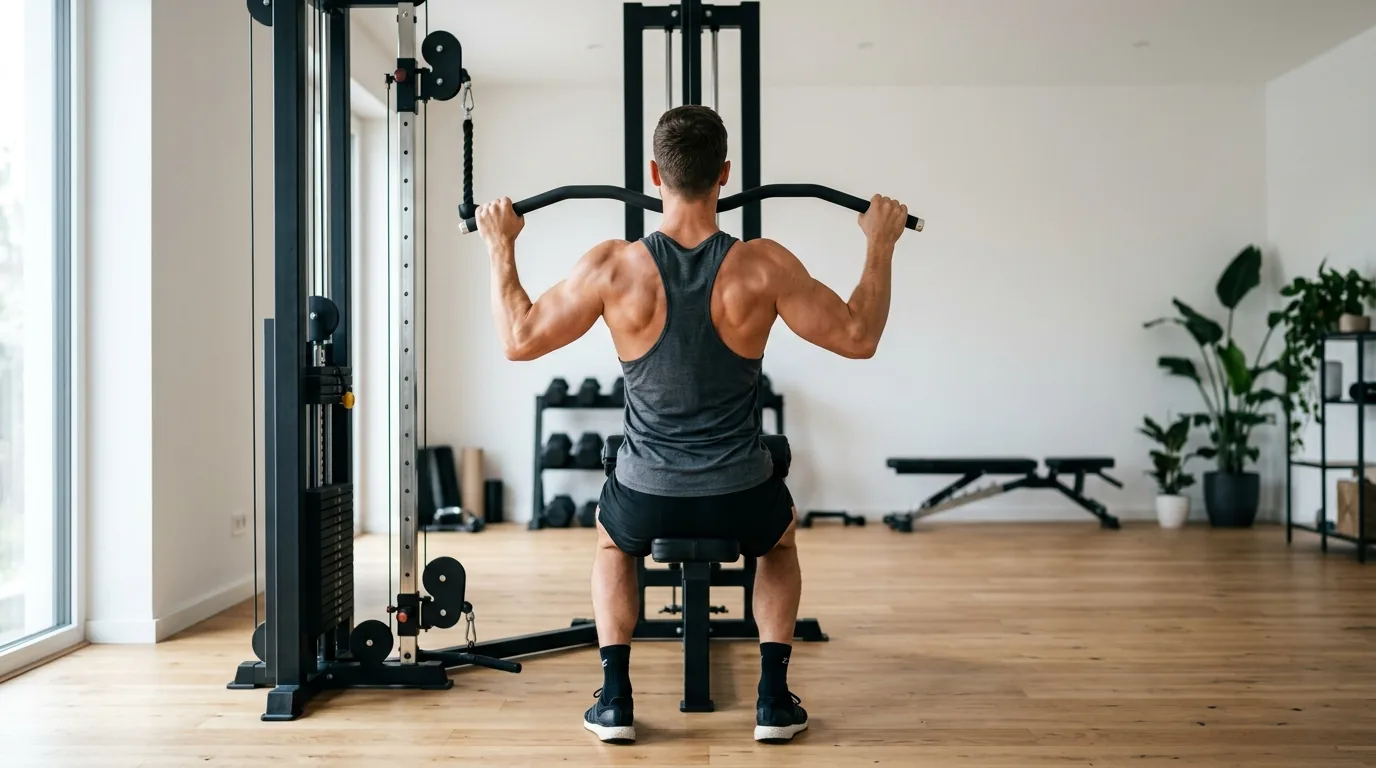 exercice de tirage vertical à la poulie maison, musculation dos