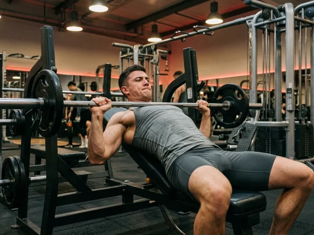 Pratiquant suivant un programme de musculation 3 fois par semaine en salle