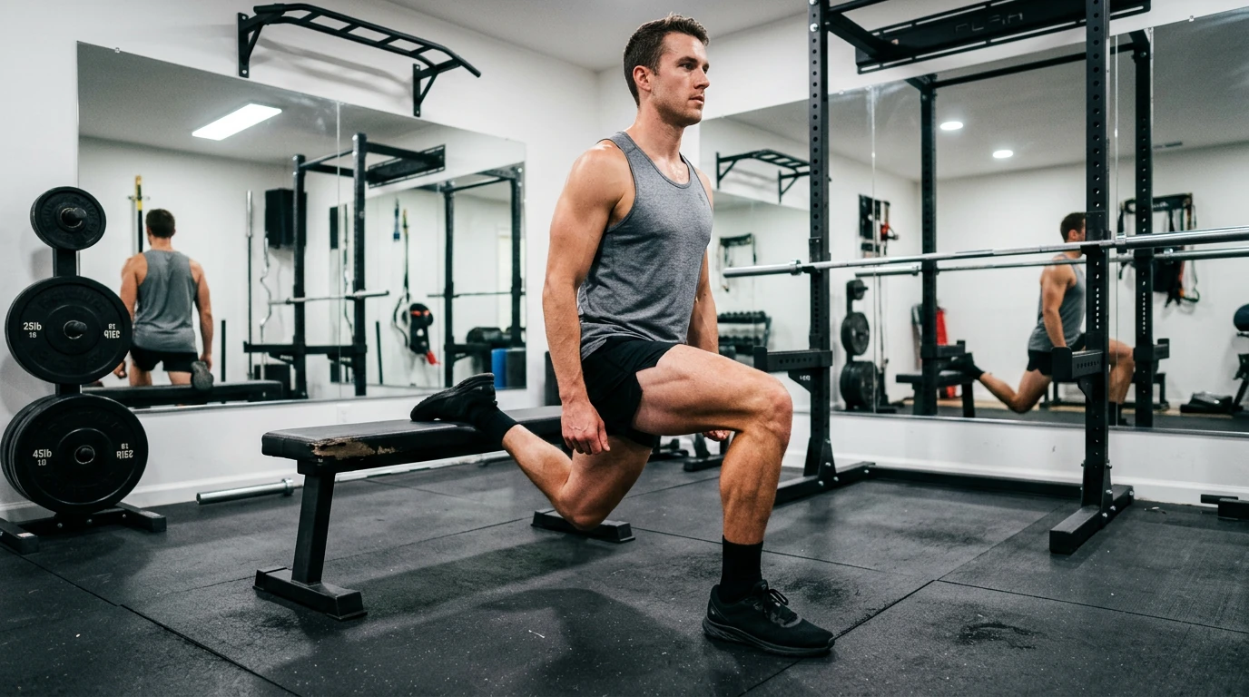 Coureur en fente bulgare pour renforcer une jambe