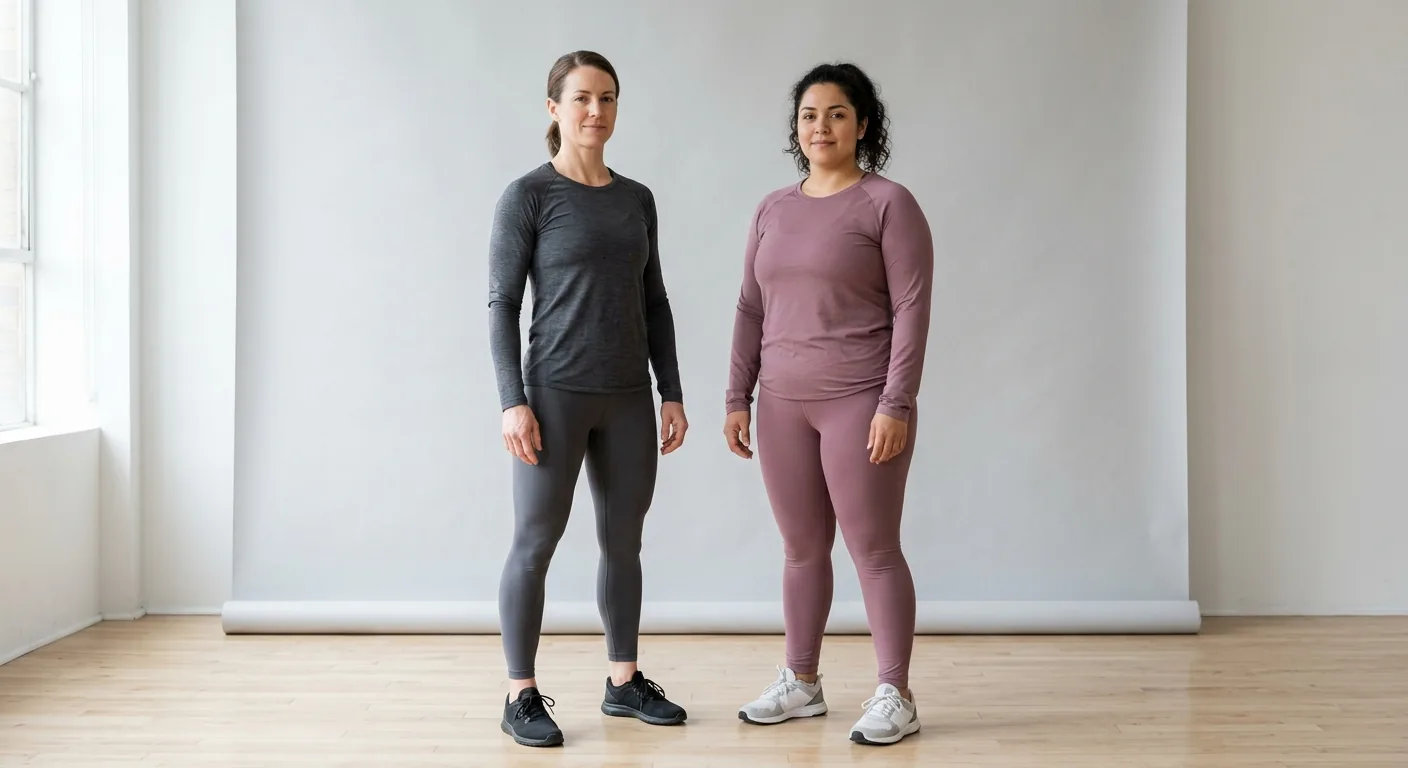 deux femmes de même poids avec des compositions corporelles différentes, illustrant la différence entre masse musculaire et masse grasse