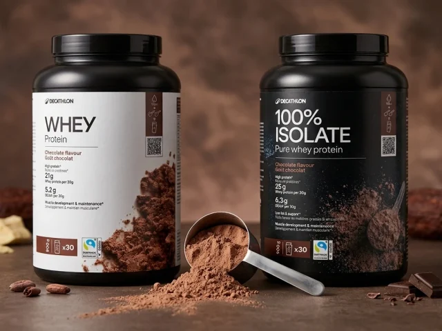 Whey proteine et Pure Whey isolate Decathlon