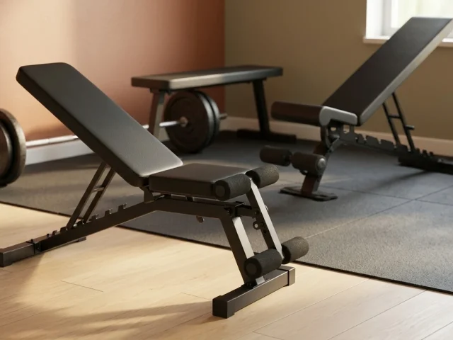 Bancs de musculation Domyos Bench 500, Bench 100 et Corength dans un home-gym
