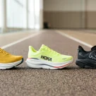 Selection de chaussures de running Hoka : Clifton 10, Bondi 9 et Speedgoat 6