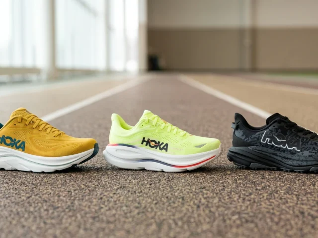 Selection de chaussures de running Hoka : Clifton 10, Bondi 9 et Speedgoat 6