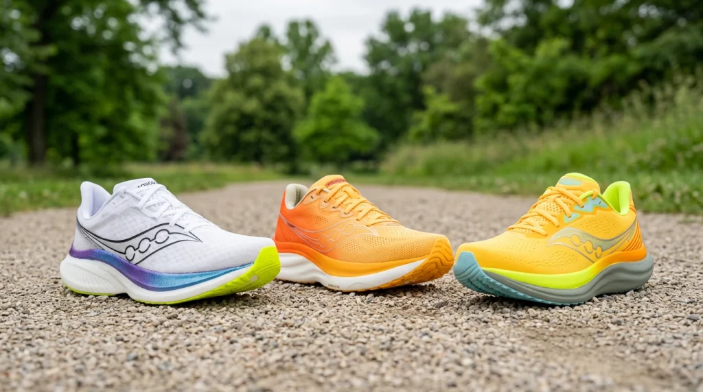 Gamme de chaussures de running Saucony : Ride, Triumph et Endorphin