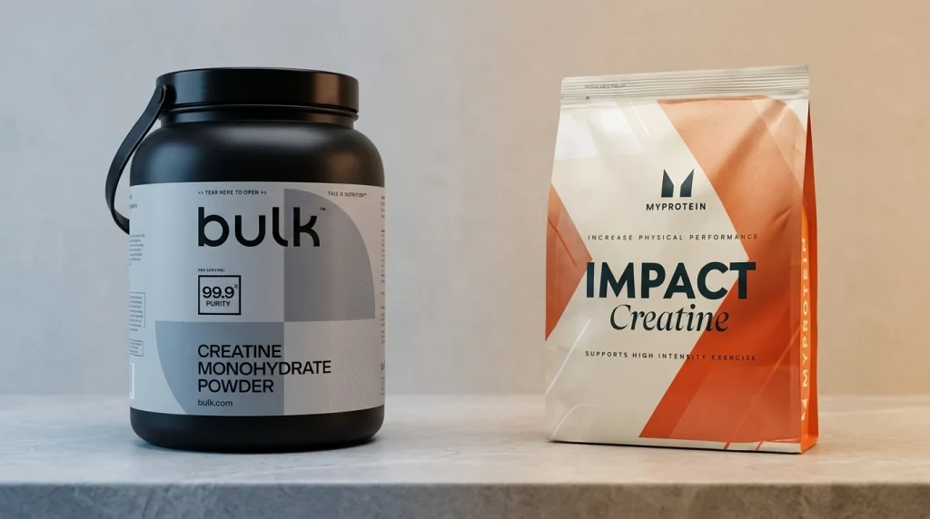 Créatine monohydrate Bulk et Myprotein comparées côte à côte