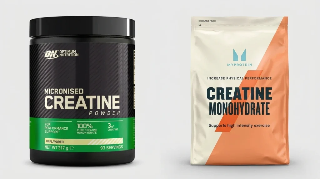 Créatine Optimum Nutrition et Myprotein, comparatif