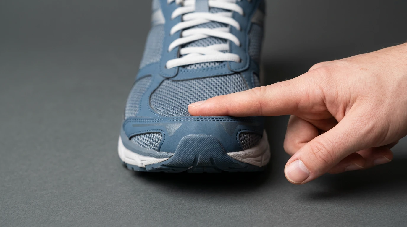 Espace recommandé entre l'orteil et l'avant de la chaussure de running