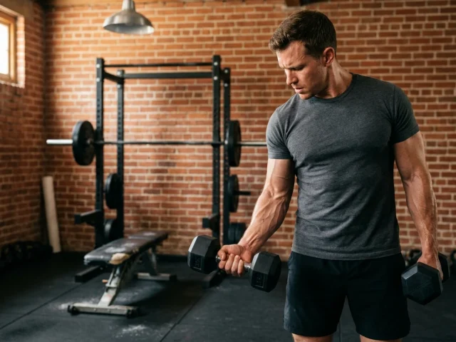 travail excentrique en musculation lors d'un curl biceps