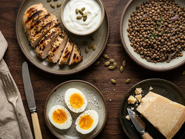 Sources alimentaires de leucine : viande, oeufs, legumineuses et produits laitiers