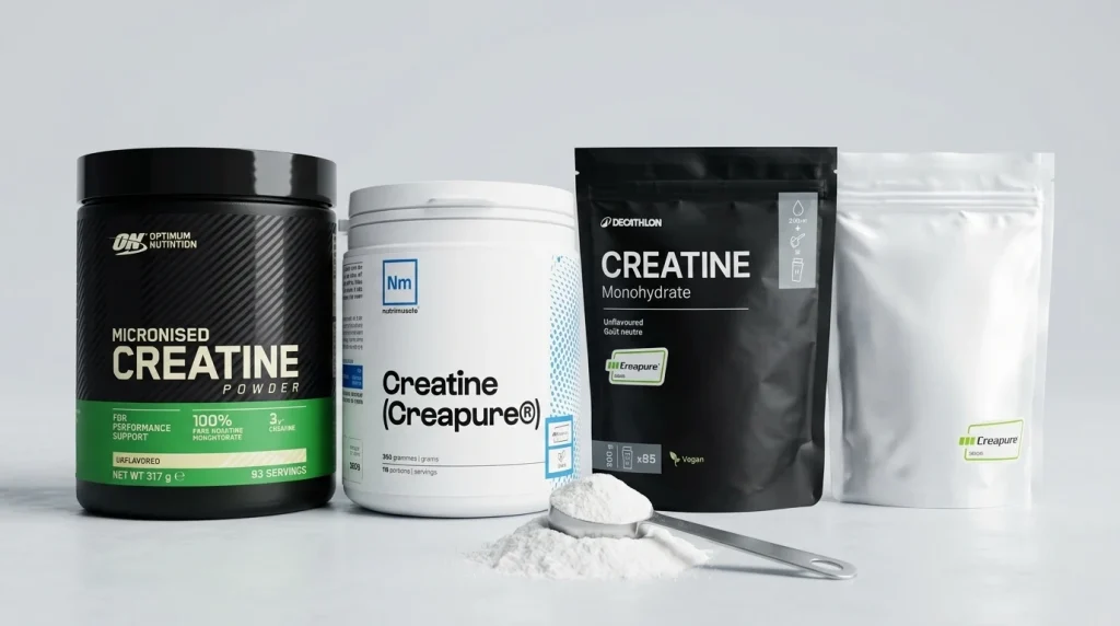 Comparatif des meilleures creatines monohydrate : Optimum Nutrition, Nutrimuscle, Decathlon et Creapure
