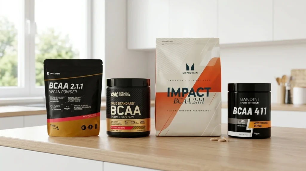 BCAA pas chers compares : Decathlon, Optimum Nutrition, Myprotein et Bandini