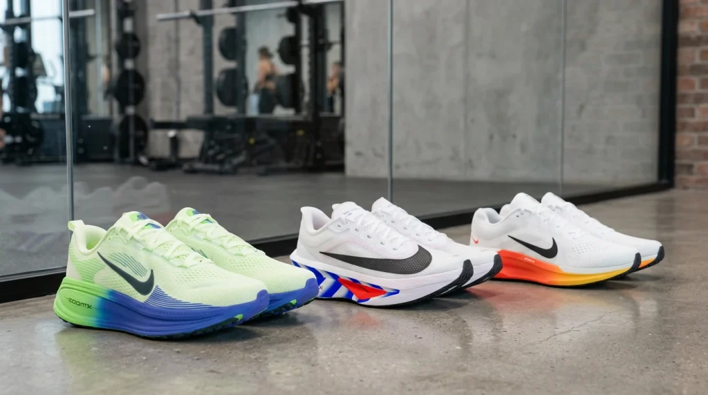 Sélection de chaussures de running Nike : Vomero 18, Zoom Fly 6 et Air Winflo 11