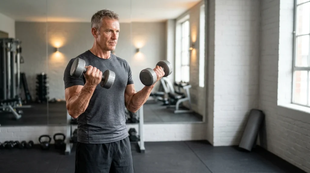 perte masse musculaire age, pratiquant en salle de musculation apres 50 ans