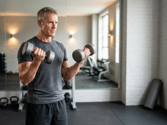 perte masse musculaire age, pratiquant en salle de musculation apres 50 ans