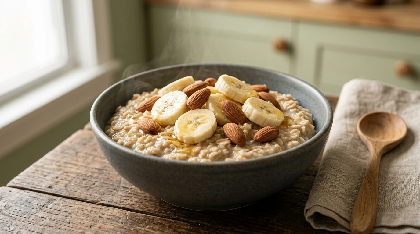Bol de porridge protéiné, une idée de petit-déjeuner rapide pour la prise de masse