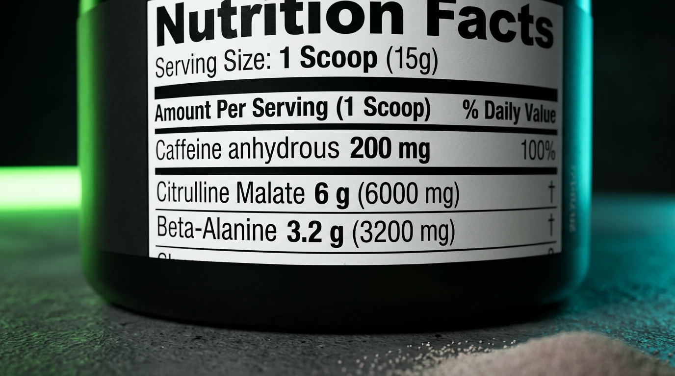 lire l'étiquette d'un pre-workout pour vérifier le dosage de caféine