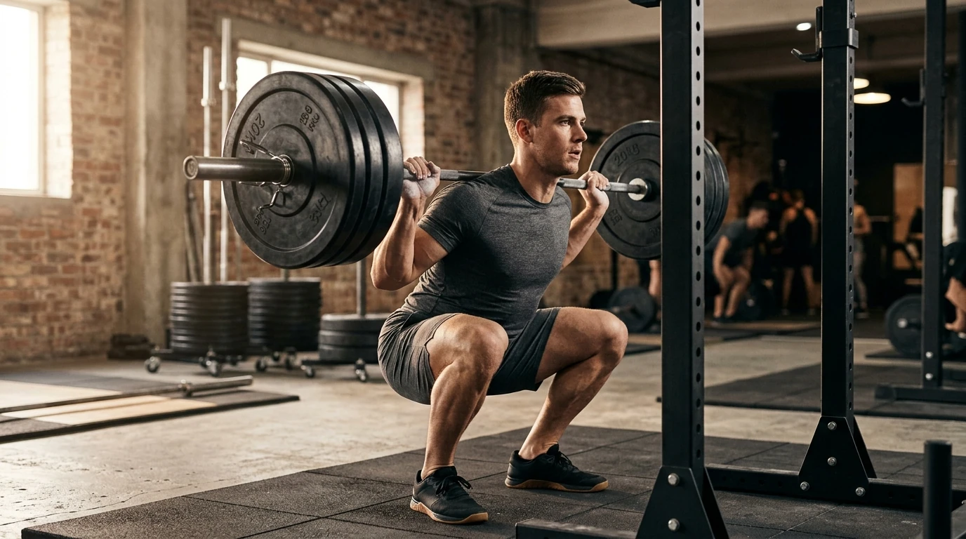 Squat barre de la séance jambes du programme de musculation sur 5 jours par semaine