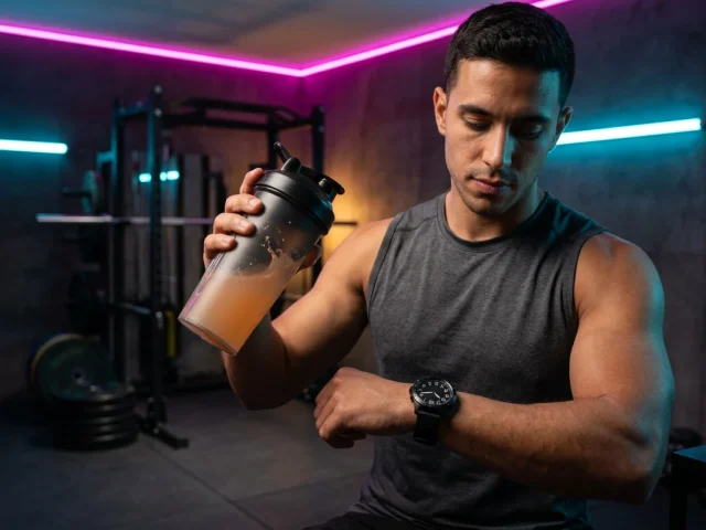 preparer son pre-workout en poudre dans un shaker avant la seance de musculation