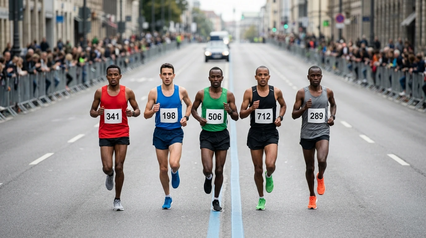 Athlètes de haut niveau lors d'une course sur route de 10 km