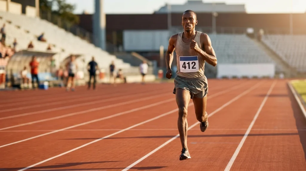 Record du 10 km : coureur en compétition sur route en plein effort