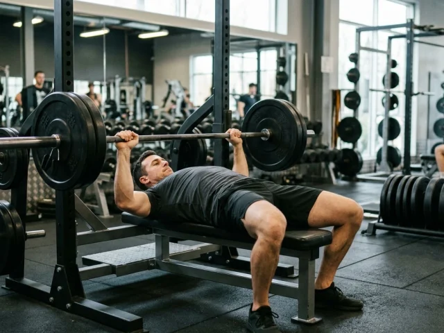 Pratiquant de musculation structurant sa séance de split en salle