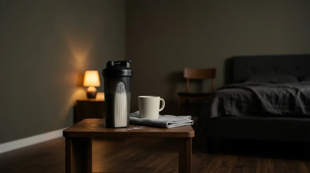Shaker de caséine, protéine lente prise le soir pour la récupération nocturne
