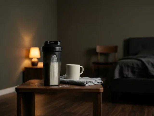 Shaker de caséine, protéine lente prise le soir pour la récupération nocturne