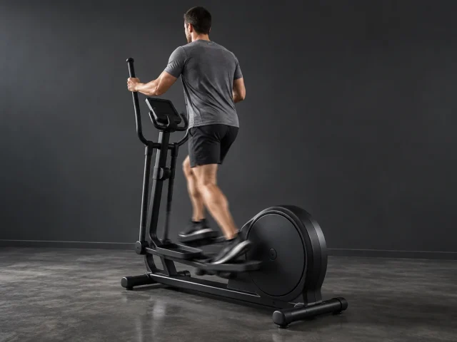 Séance de vélo elliptique à la maison, utilisée pour convertir la distance en kilomètres de course à pied