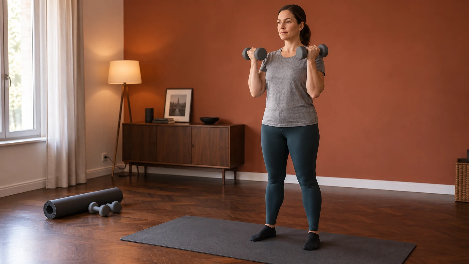 Séance de musculation à la maison avec un équipement minimal