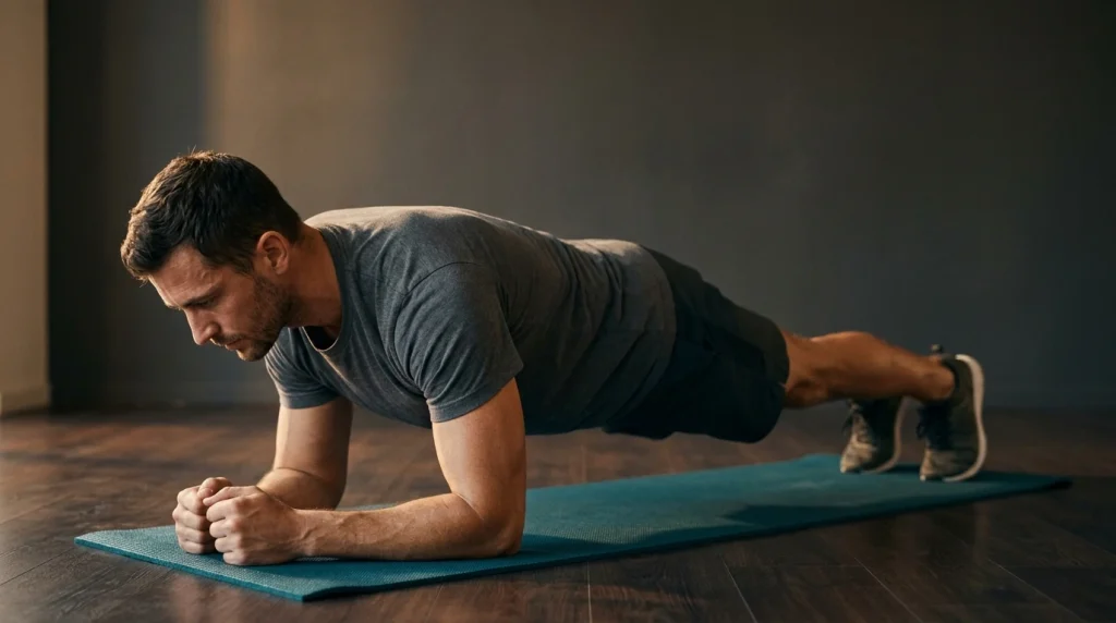Homme en position de planche pour illustrer un programme d'abdos structuré