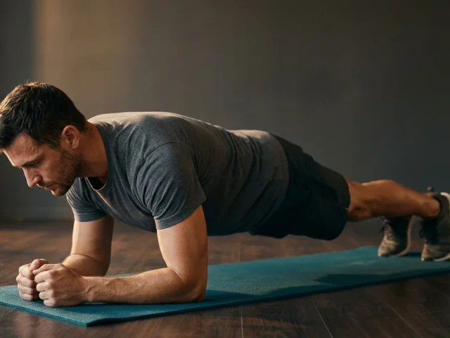 Homme en position de planche pour illustrer un programme d'abdos structuré