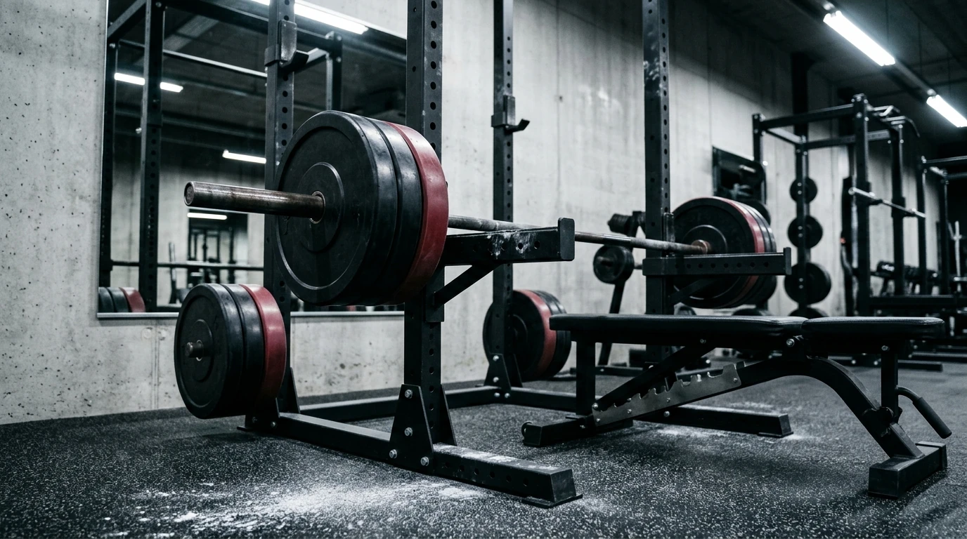 Rack à squat et barre chargée, matériel de base pour un programme de force