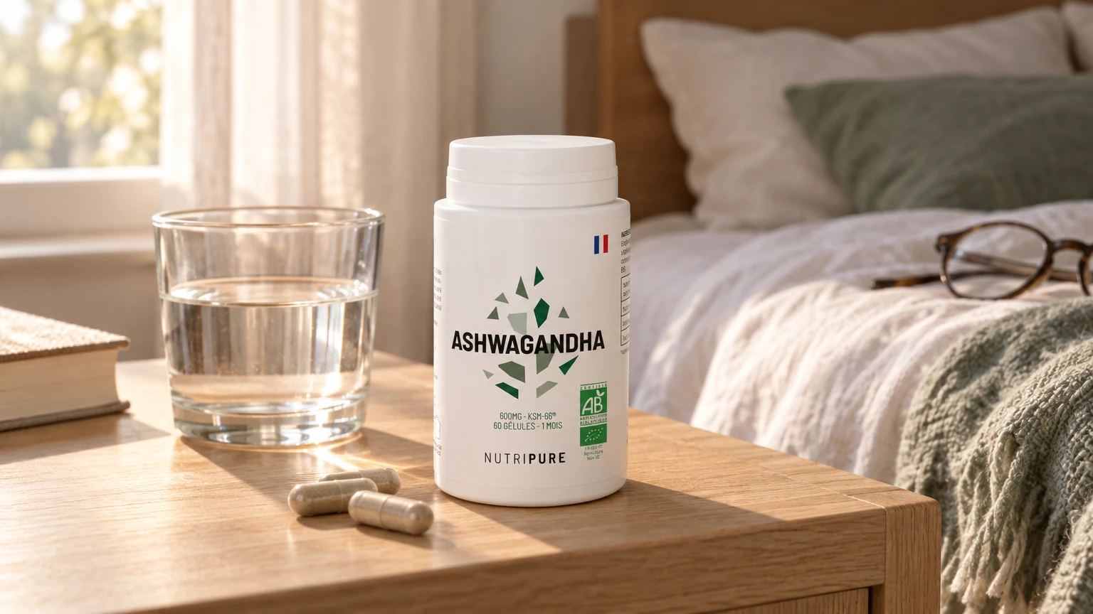 Pot d'ashwagandha bio KSM-66 de Nutripure